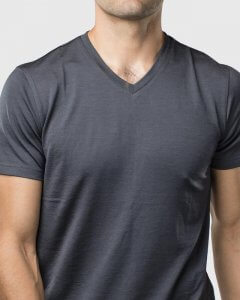 Unbound - charcoal V merino shirt for men