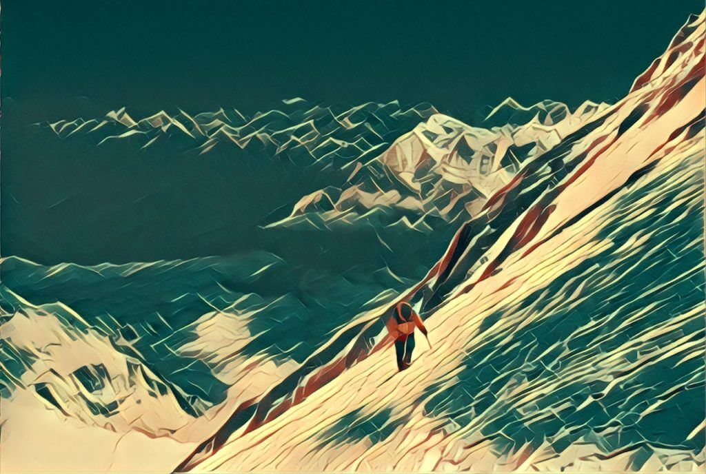 Man Wearing Merino Wool Base Layers in the Snow