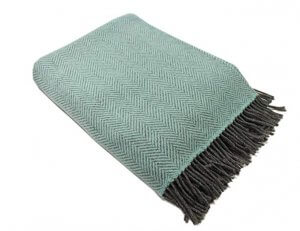 John Hanly Irish Wool Throw Blanket Merino Wool & Cashmere in green