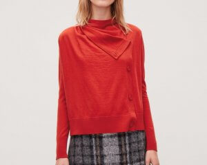 COS merino Button-Up Cardigan in red